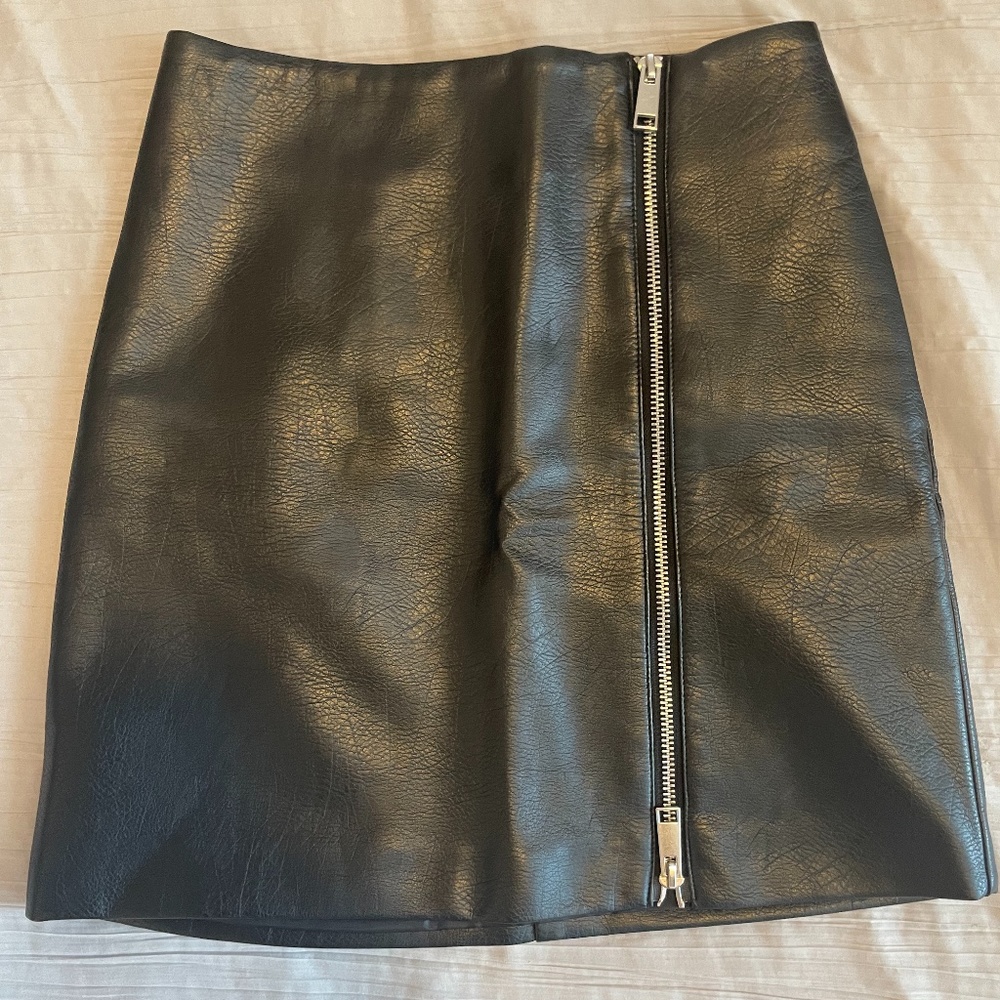H&M leather mini skirt with zipper